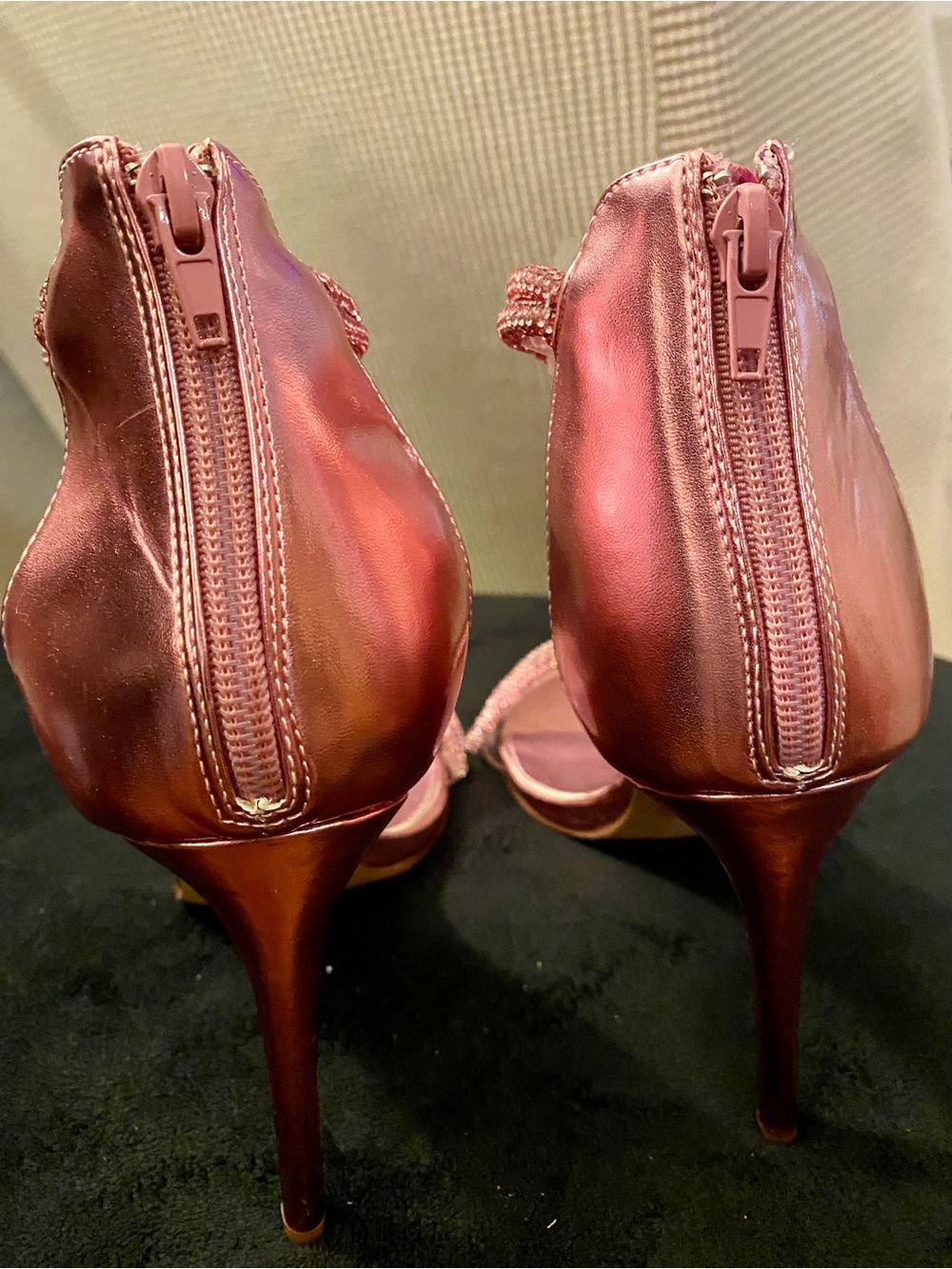 Metallic Pink Rhinestone Ankle-Strap Stiletto Heels - Size 11 - NWOT! - Picture 2 of 5